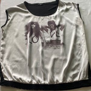 Motivi Black and Gray Graphic Tank Top